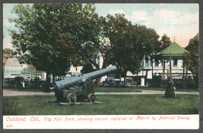 Image for City Hall Park Admiral Dewey cannon captured at Manila postcard 1908