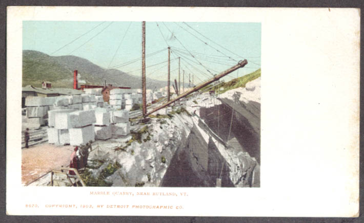 Image for Crane & pit Marble Quarry near Rutland VT undivided back postcard 1903
