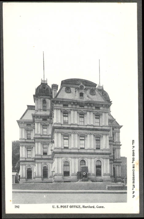 Image for United States Post Office Hartford CT private mailing card postcard ca 1900