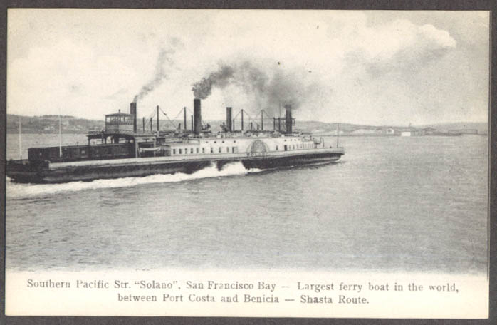 Image for Southern Pacific SS Solano San Francisco Bay CA undivided back postcard 1900s