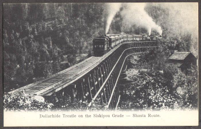 Image for Triple-header train Dollarhide Trestle Siskyou Grade SPRR CA postcard 1900s