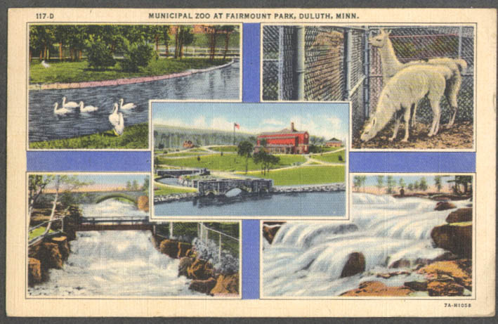 Image for Municipal Zoo Fairmount Park Duluth MN 5-view postcard 1940