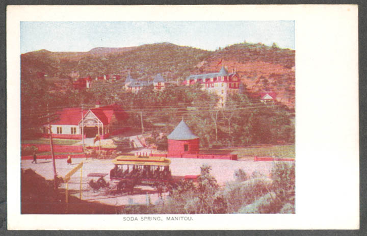 Image for Trolley stop Soda Spring Manitou CO postcard 1900s