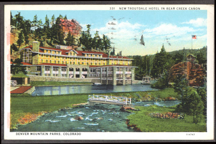 Image for New Troutdale Hotel Bear Creek Canyon CO postcard 1933