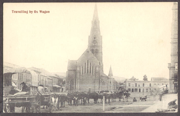 Image for Travelling by 16-ox wagon Cape Town South Africa postcard 1910s