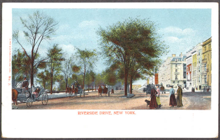Image for View up Riverside Drive New York NY postcard ca 1905 undivided back.