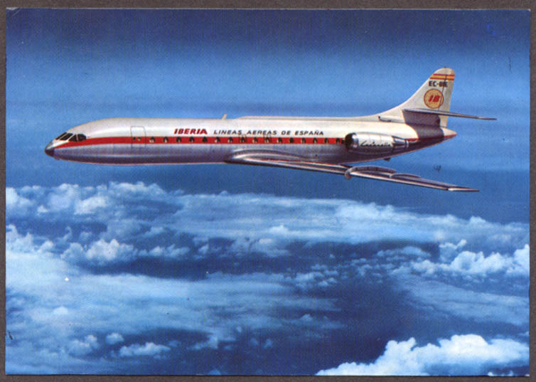 Image for Iberia Caravelle X-R Jetliner airline issue postcard 1968