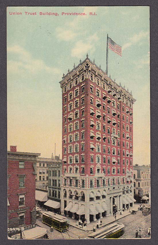 Image for Pearce's Shoes Union Trust Building Providence RI postcard 1910s