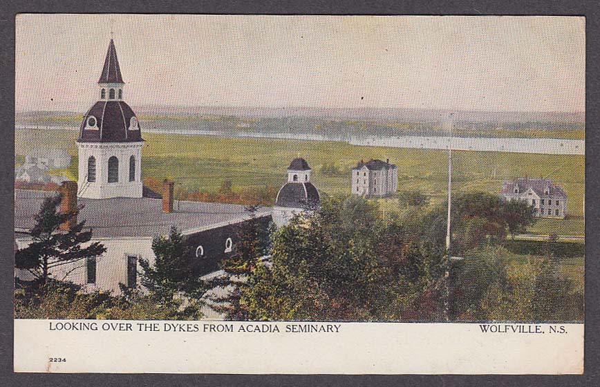 Image for Over the Dykes from Acadia Seminary Wolfville Nova Scotia Canada postcard 1910s