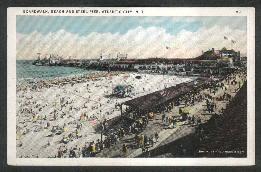 Image for General Motors & Texaco on Boardwalk Steel Pier Atlantic City postcard 1920s