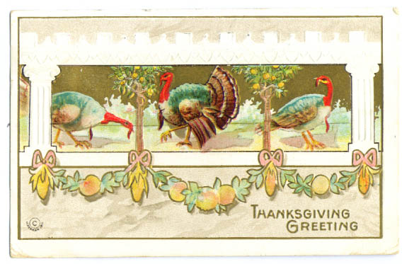 Image for Thanksgiving turkey greetings postcard 1911