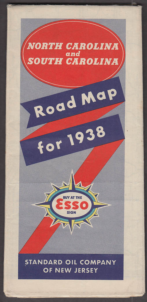Image for Esso Gasoline Road Map N & S Carolina 1938 Standard Oil of NJ