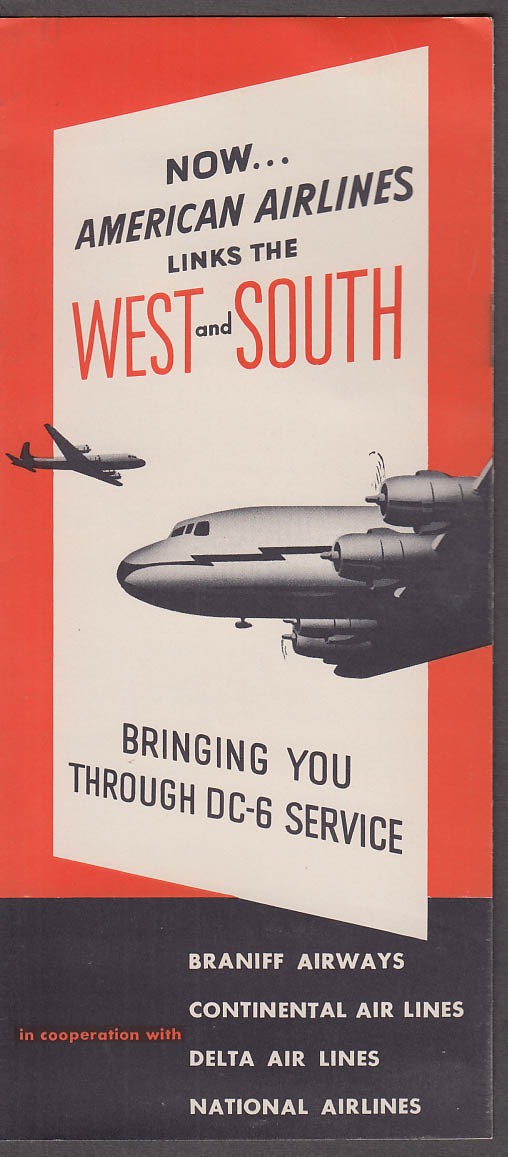 Image for American Airlines Links the West & South with DC-6 Service airline folder 1951