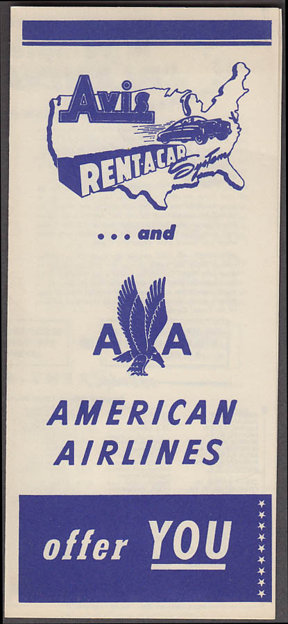 Image for Avis Rent-a-Car & American Airlines offer YOU airline folder 1951
