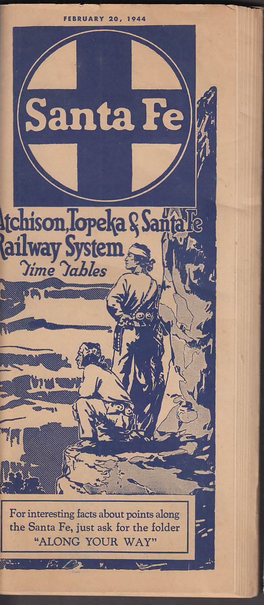 Image for Atchison Topeka & Santa Fe RR Time Tables 2/20 1944