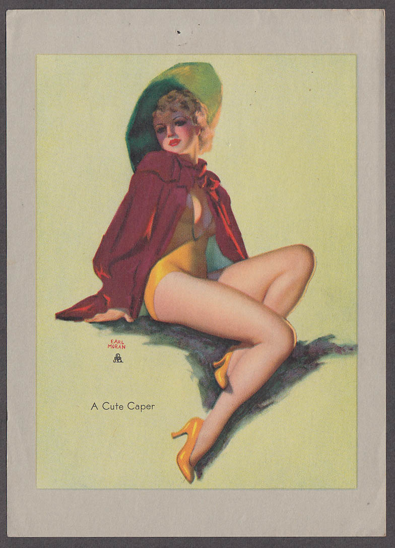 Image for A Cute Caper Earl Moran pin-up sheet 1940s Louis F Dow Co 5x7"