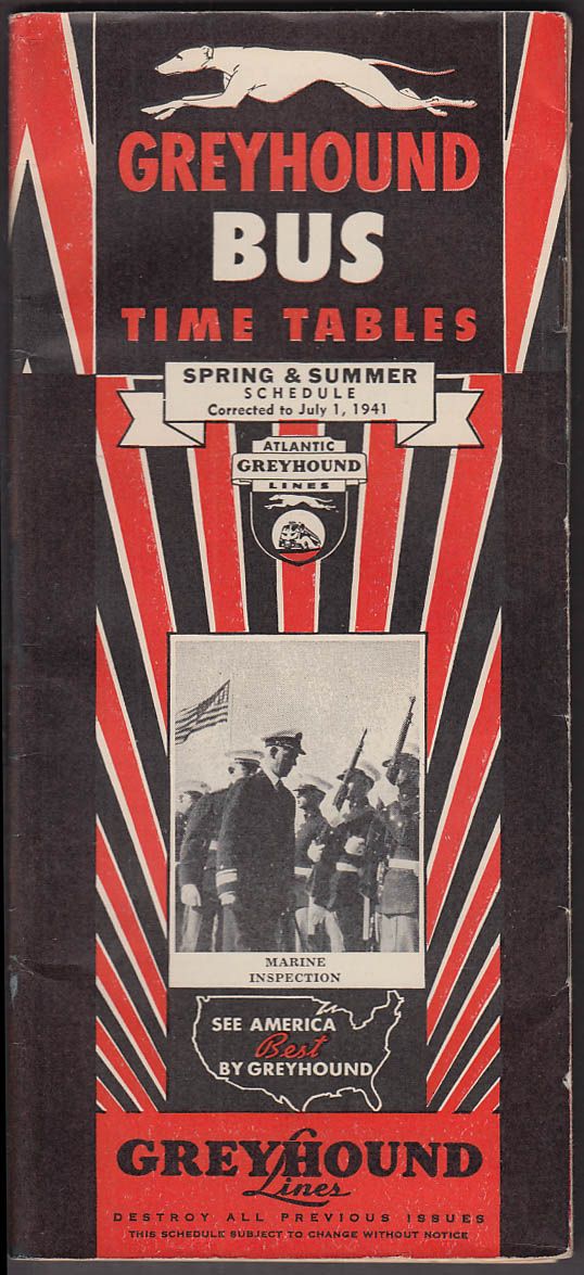 Image for Greyhound Bus Time Tables Spring-Summer 7/1 1941