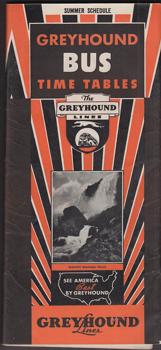 Image for Greyhound Bus Time Tables Summer Schedule 6/27 1938
