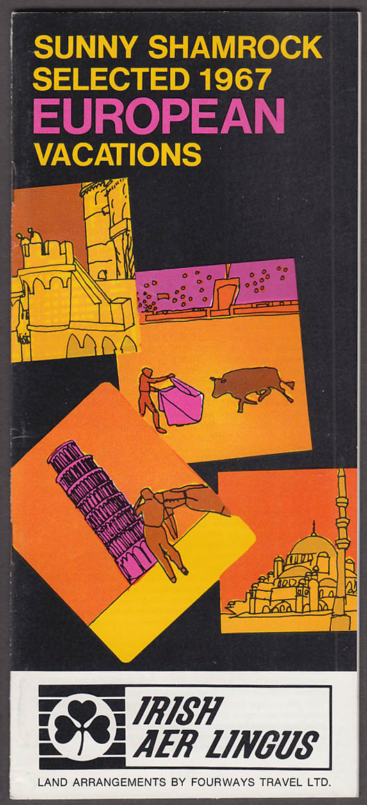 Image for Irish Aer Lingus Sunny Shamrock European Vacations airline brochure 1967