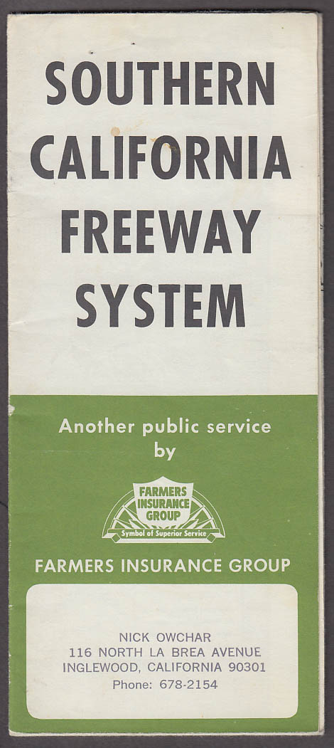 Image for Farmers Insurance Group Southern California Freeway System Map 1970