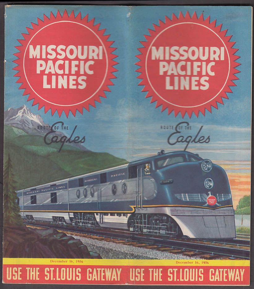 Image for Missouri Pacific Lines Railroad Time Tables 12/16 1956