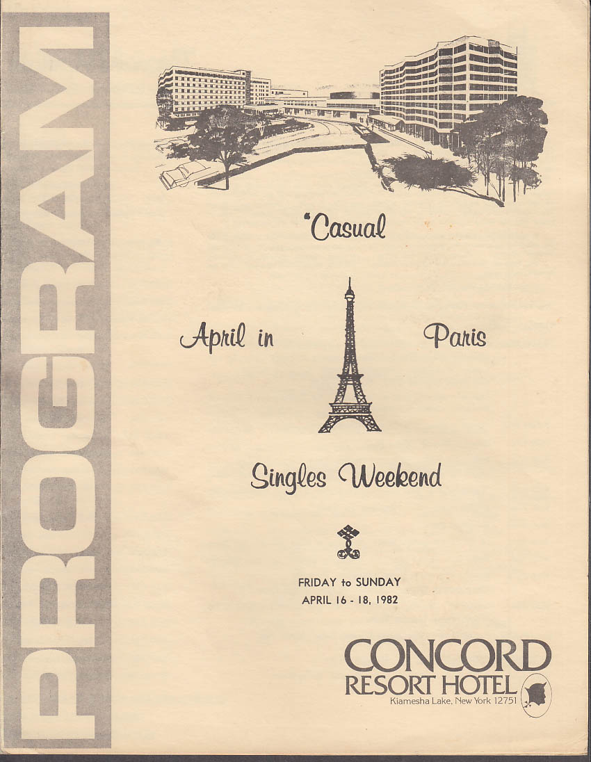 Image for Concord Resort Hotel April in Paris Singles Weekend Program 1982