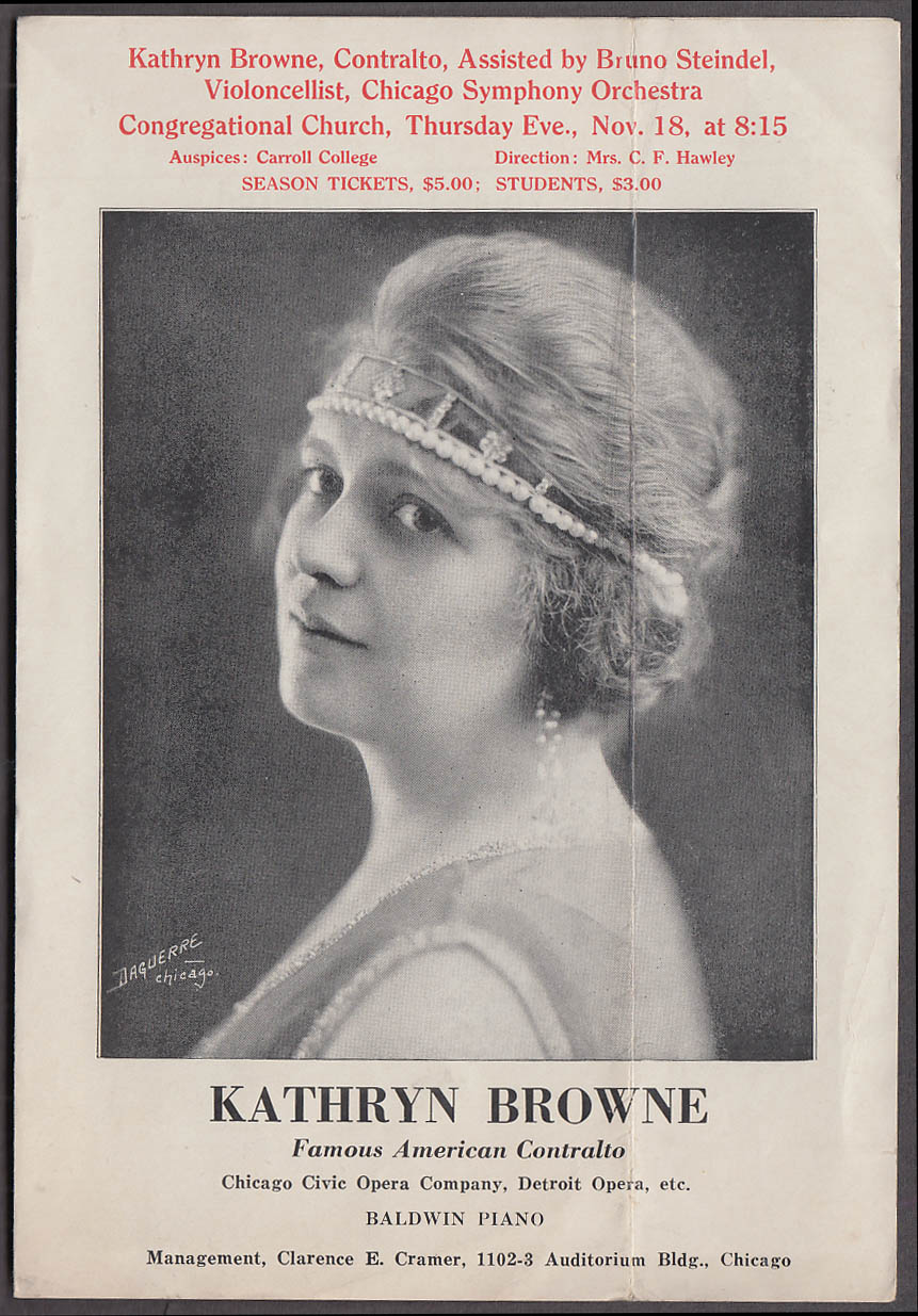 Image for Kathryn Browne Contralto Congregational Church program 1920 Helena MT