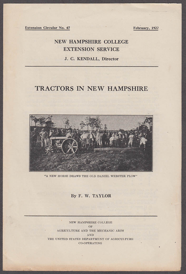 Image for Tractors in New Hampshire NH College Extension Service Circular 2 1922