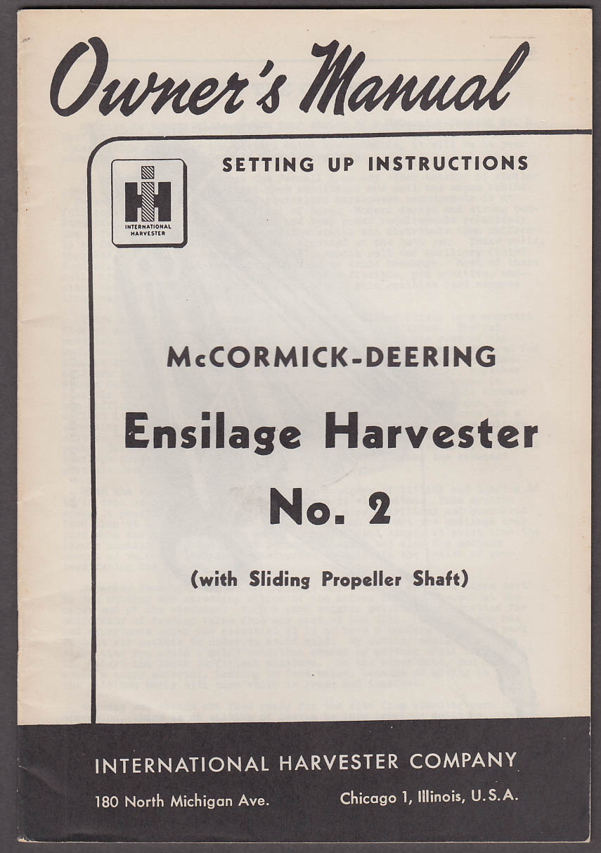 Image for International Harvester McCormick-Deering Ensilage Harvester #2 Manual 1953
