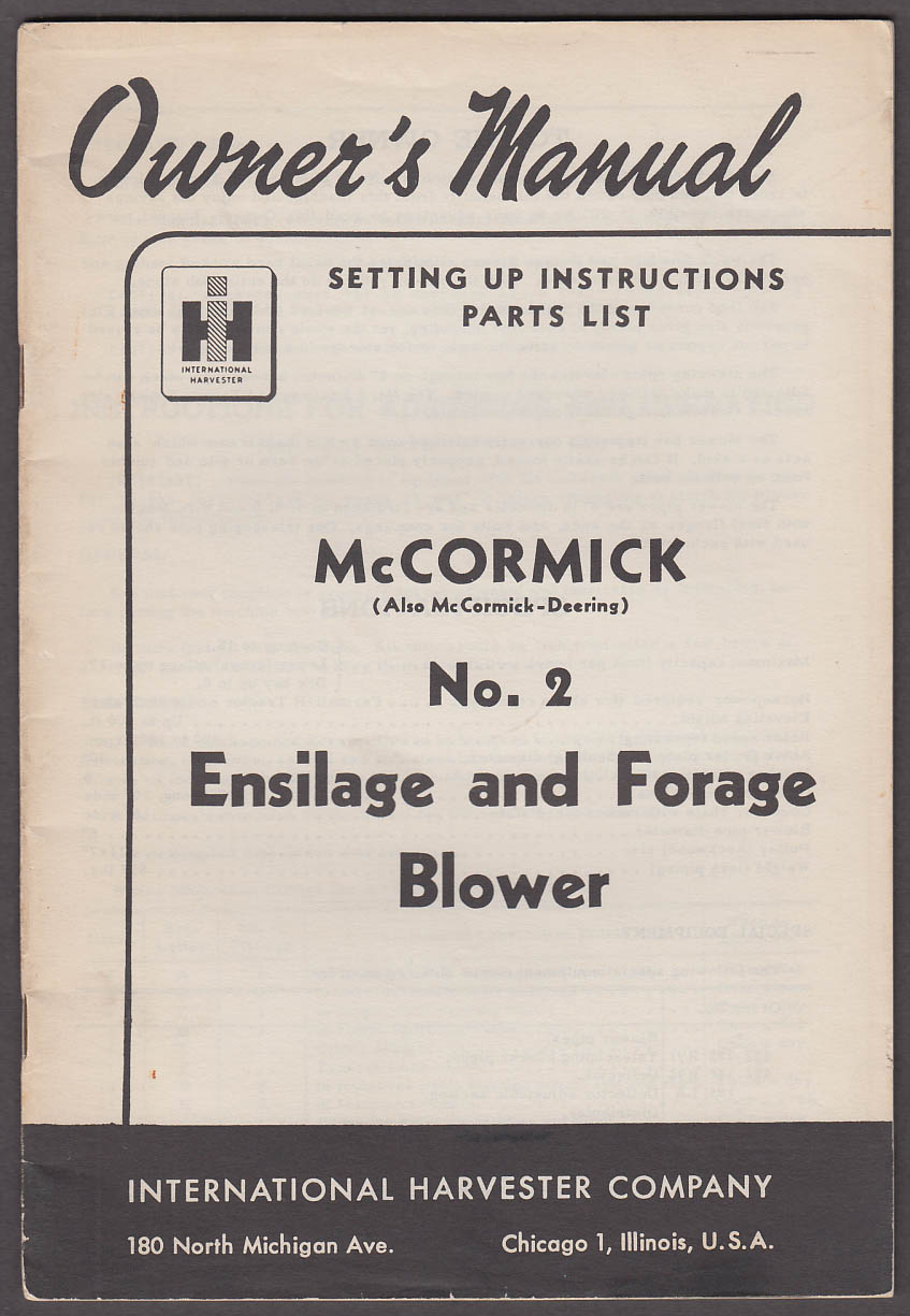 Image for International Harvester McCormick-Deering Ensilage & Forage Blower manual 1951