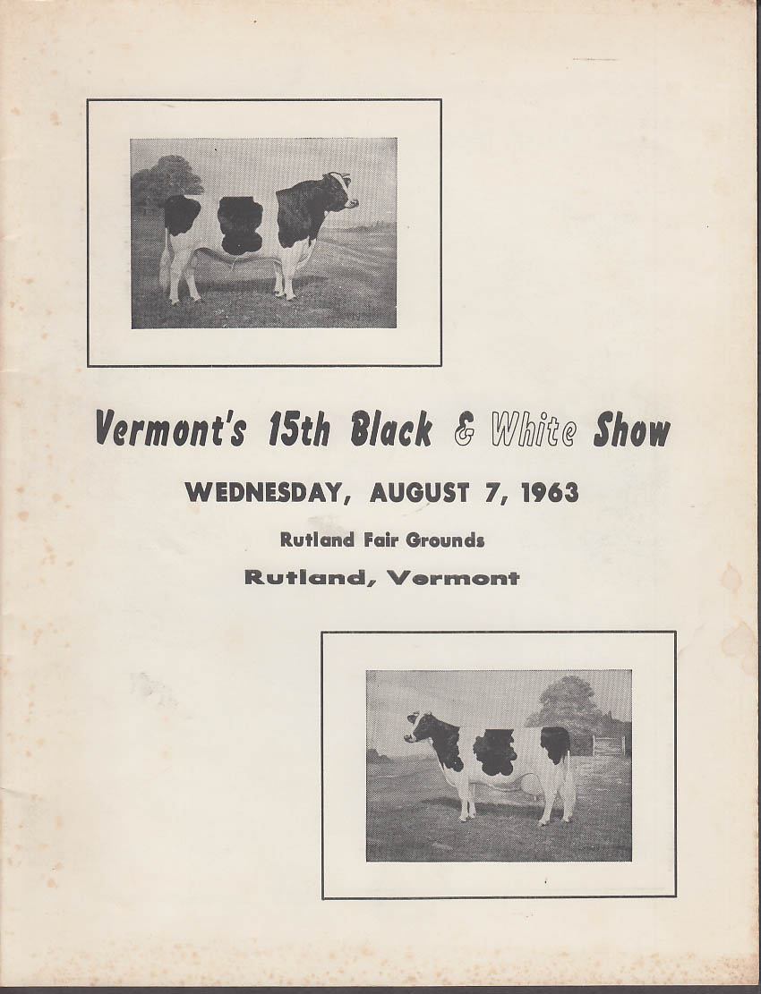 Image for Vermont's 15th Black & White Cow Show Rutland VT program 1963 Holstein