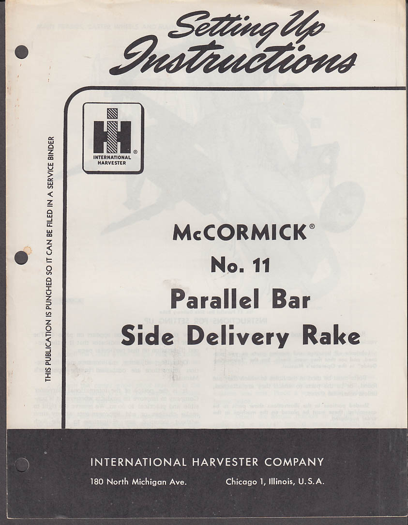 Image for International Harvester McCormick 11 Parallel Bar Side Delivery Rake Manual 1957