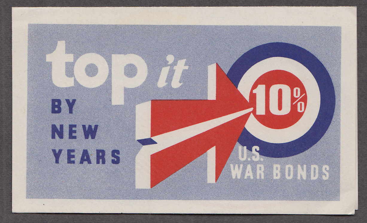 Image for Top It By New Year's 10% US War Bonds folder 1942 1943 Treasury Dept