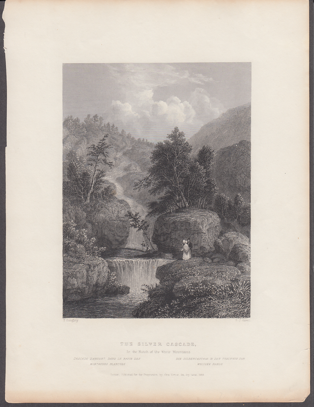 Image for Silver Cascade Notch White Mountains NH engraving 1839