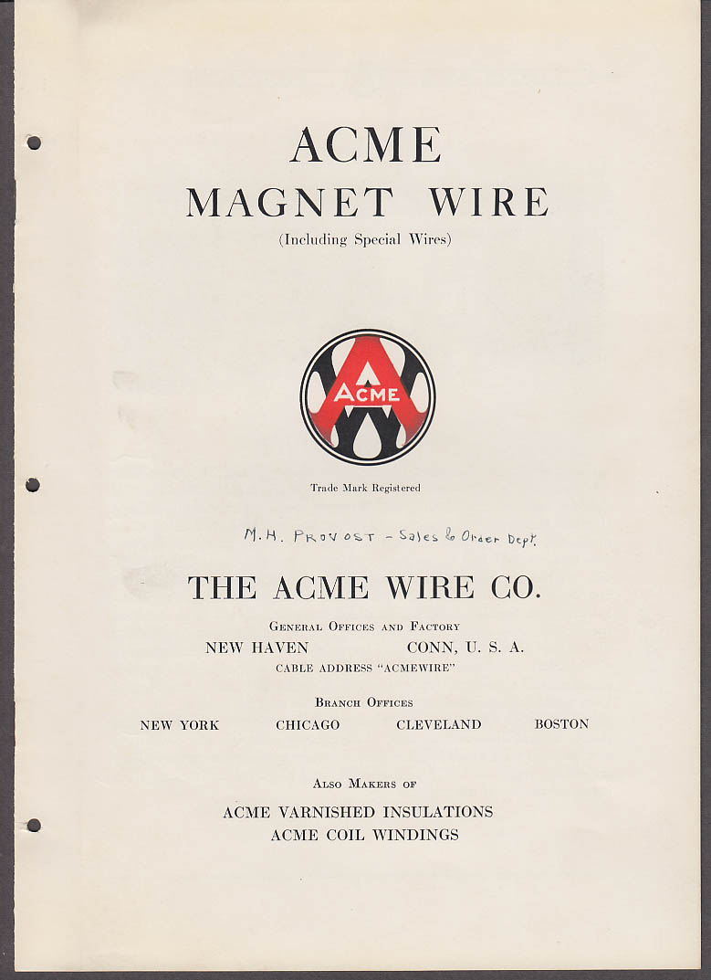 Image for Acme Magnet Wire Specifications including Special Wires manual 1935 New Haven CT