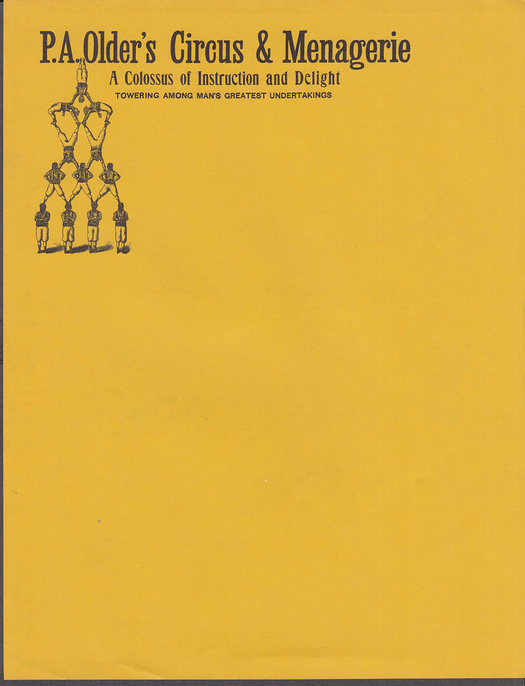 Image for P A Older's Circus & Menagerie Colossus of Instruction & Delight letterhead