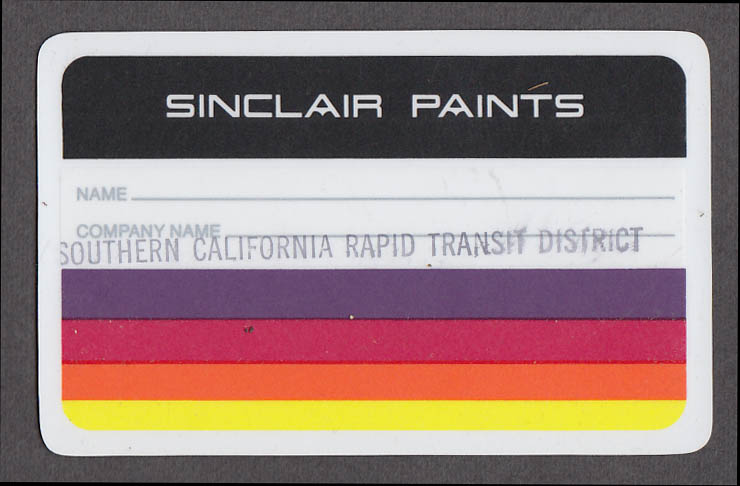 Image for Southern California Rapid Transit District Sinclair Paints Discount Card