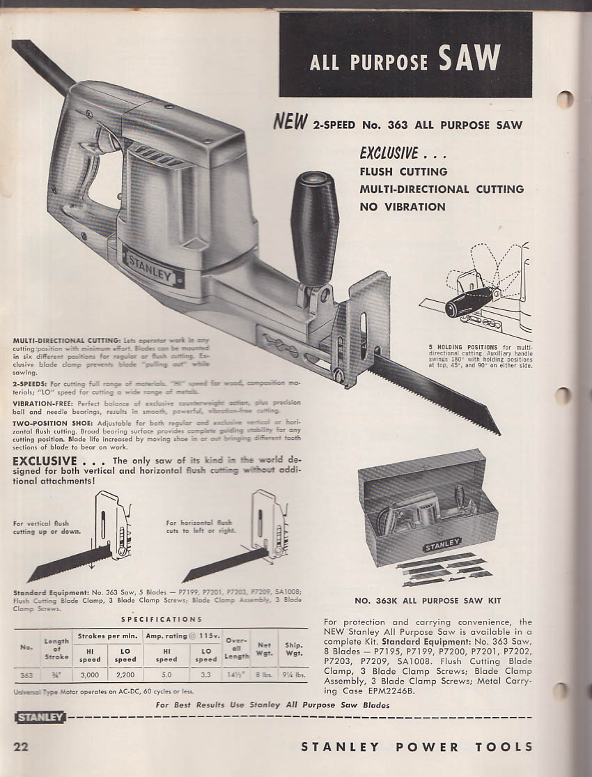 Stanley Power Tools Catalog 561 Revised 1961 with price lists