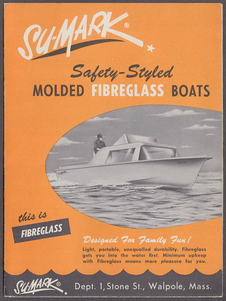 Image for 1959 Su-Mark Fiberglass Speedboat sales folder Walpole MA