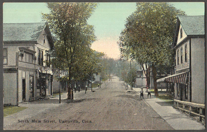 Image for View up South Main Street in Unionville CT postcard ca 1910