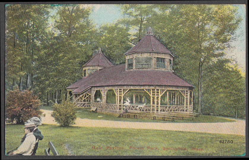 The Main Pavilion in Forest Park Springfield MA postcard 1910