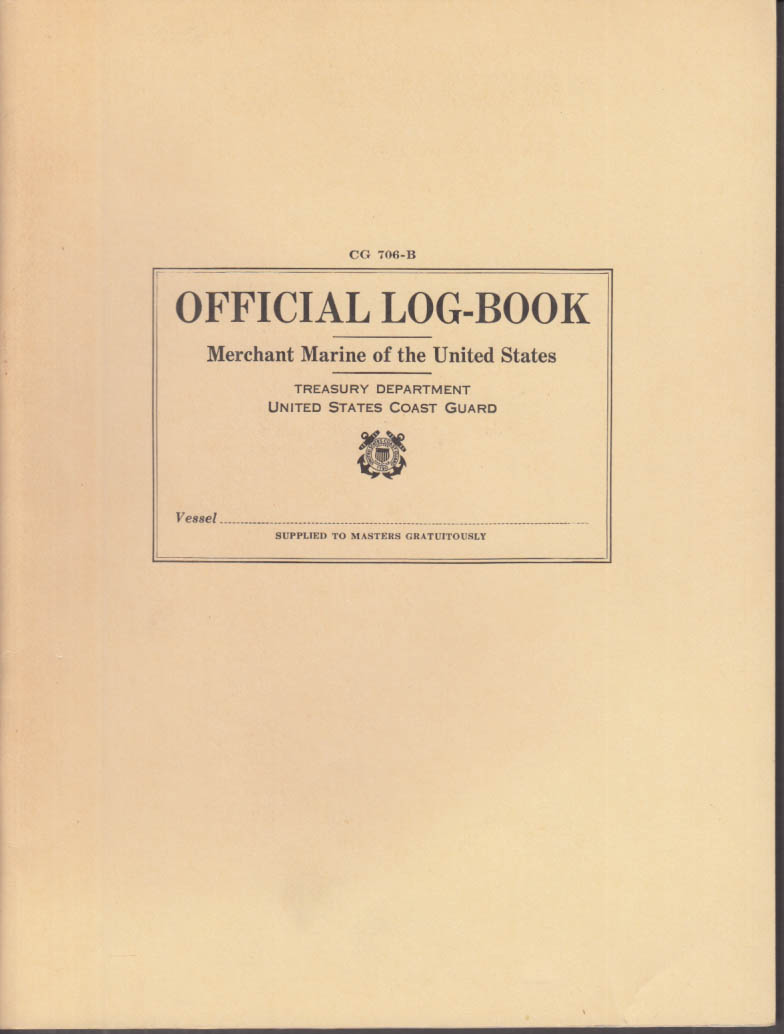 Merchant Marine of the US Official LogBook USCG 1957 unused