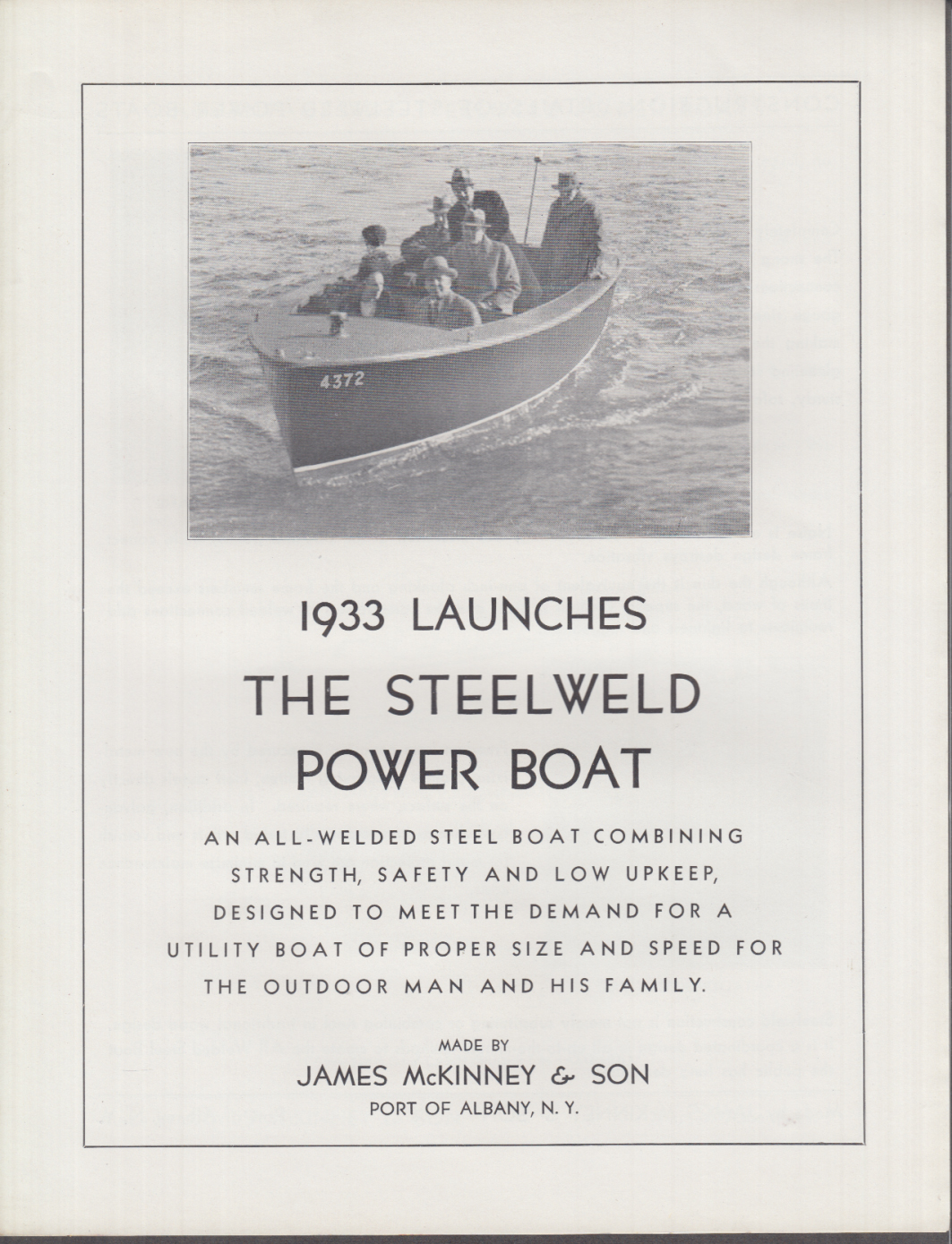 Image for 1933 Launches The Steelweld Power Boat sales folder James McKinney & Son