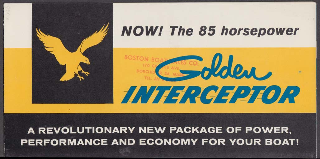 Image for 85hp Golden Interceptor inboard motorboat engine sales folder 1950s