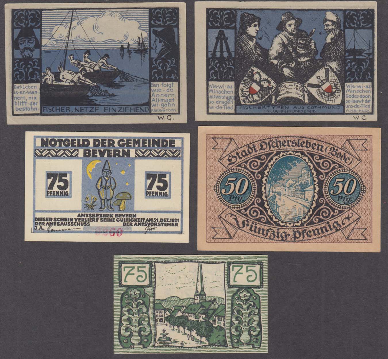 Image for Lot of assorted value pfennig bank notes 1921-1922 50pf 75pf
