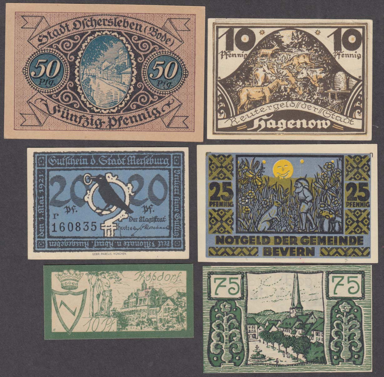 Image for Lot of assorted value pfennig bank notes 1921-1922 10pf 20pf 25pf 50pf 75pf