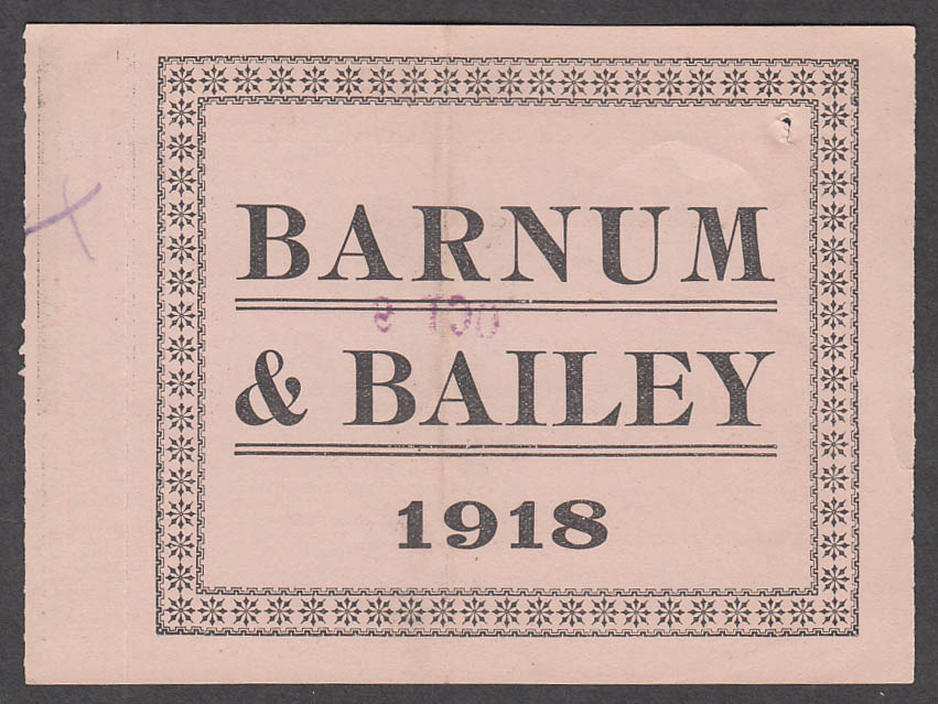 Image for Barnum & Bailey Circus 1918 Cloth Sign Contract with 1 general admission stub