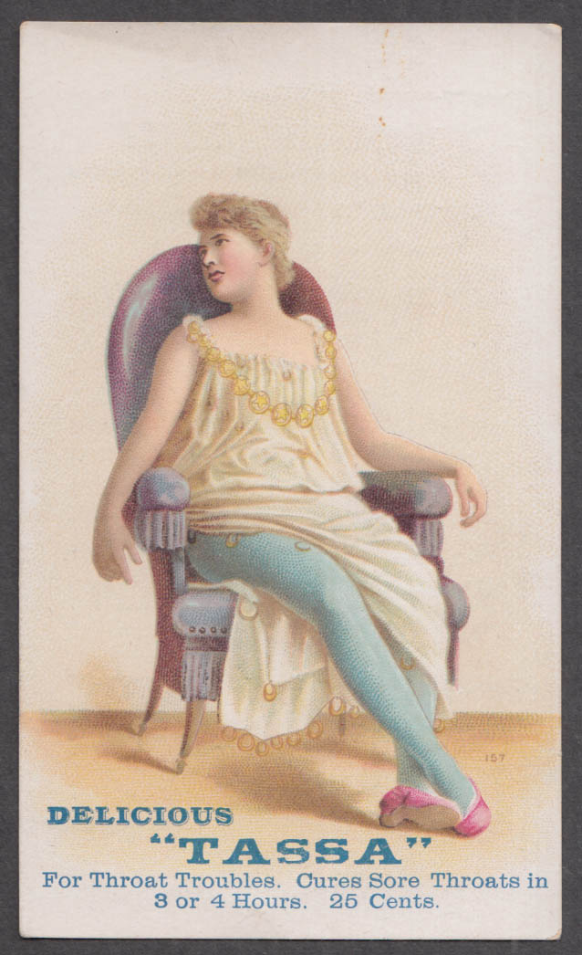 Image for Tassa Cures Diphtheria trade card 1880s N K Morgan Druggist Hartford CT