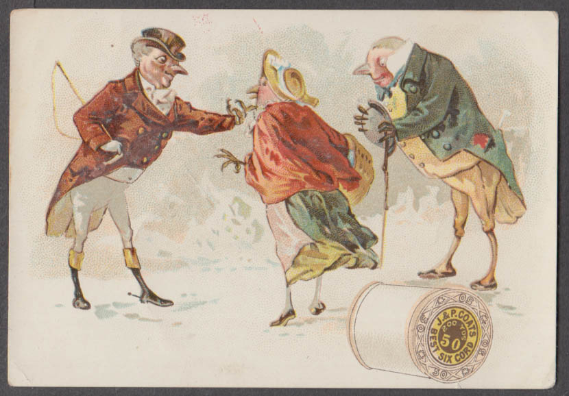 Image for Duded-up Birds charm Lady Bird J&P Coats Thread trade card 1880s