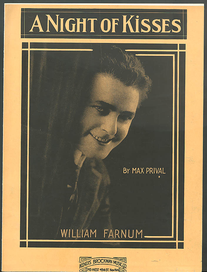 Image for A Night of Kisses sheet music William Farnum 1919